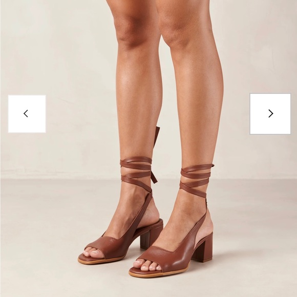 SOLD ALOHAS Block Heel Leather Sandals - Lille Dark Tan - Women’s Size EU39/US8 - Picture 7 of 13